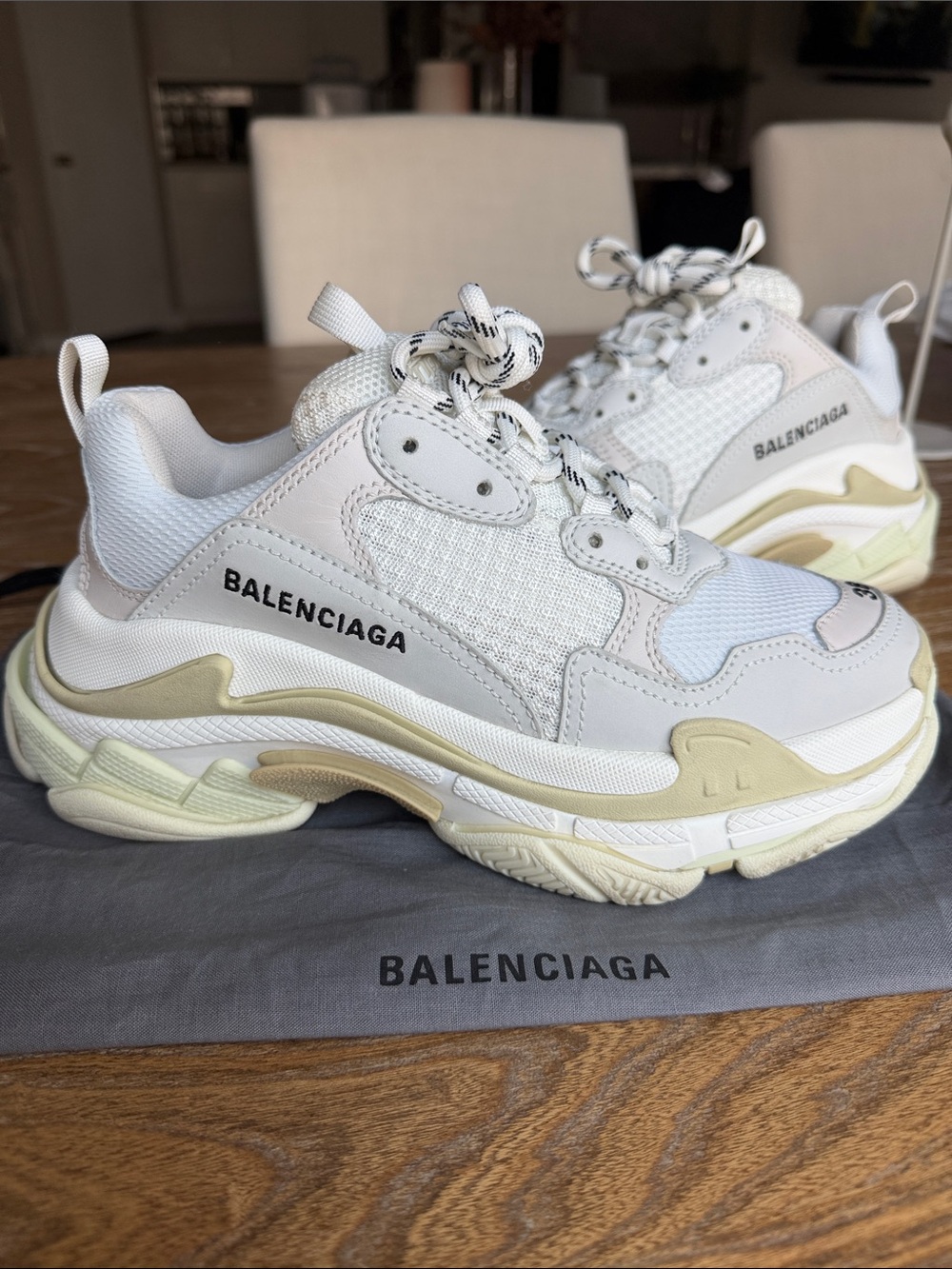 Balenciaga Triple S Sneakers in White and Cream